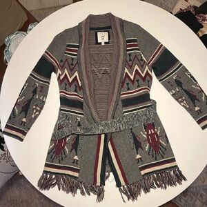 Hollister Gray and Red Patterned Cardigan